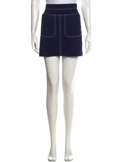 Pre-owned Tory Sport Embroidered Accent Mini Skirt In Blue