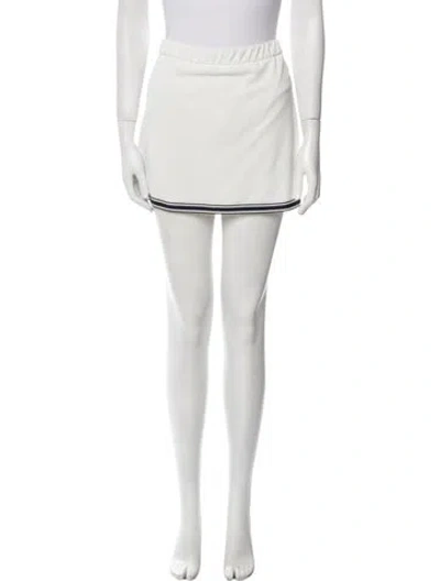 Pre-owned Tory Sport Embroidered Accent Mini Skirt In White