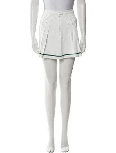 Pre-owned Tory Sport Embroidered Accent Mini Skirt In White