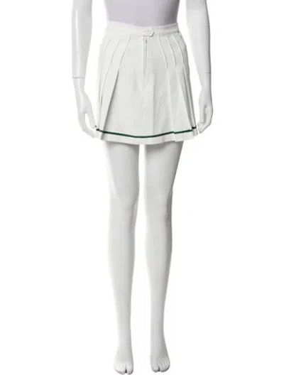 Pre-owned Tory Sport Embroidered Accent Mini Skirt In White