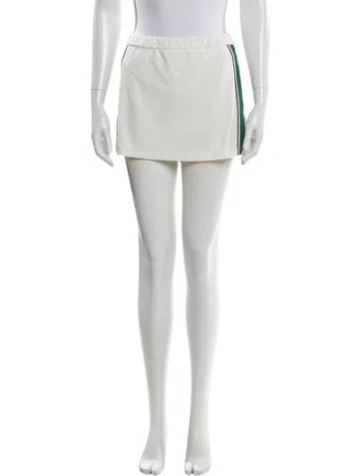 Pre-owned Tory Sport Embroidered Accent Mini Skirt In White