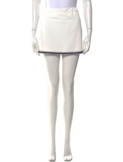 Pre-owned Tory Sport Embroidered Accent Mini Skirt In White