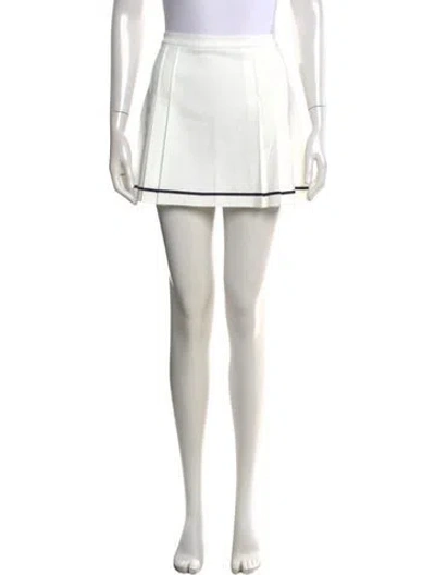 Pre-owned Tory Sport Embroidered Accent Mini Skirt In White