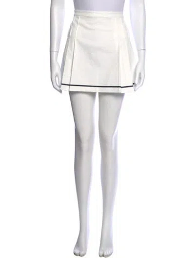 Pre-owned Tory Sport Embroidered Accent Mini Skirt In White
