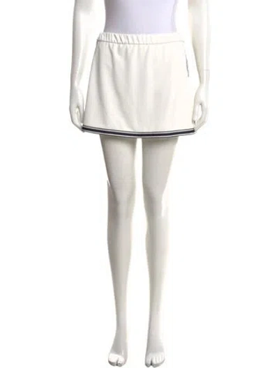 Pre-owned Tory Sport Embroidered Accent Mini Skirt In White
