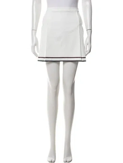 Pre-owned Tory Sport Embroidered Accent Mini Skirt In White