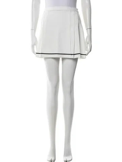 Pre-owned Tory Sport Embroidered Accent Mini Skirt In White
