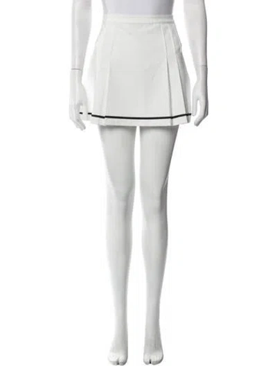 Pre-owned Tory Sport Embroidered Accent Mini Skirt In White