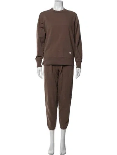 Pre-owned Tory Sport Embroidered Accent Tracksuit In Brown