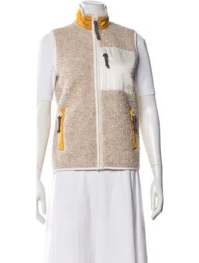 Pre-owned Tory Sport Faux Shearling Vest In Yellow