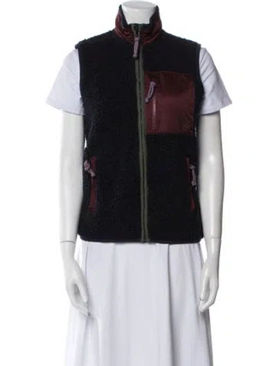 Pre-owned Tory Sport Fleece Colorblock Pattern Vest In Black