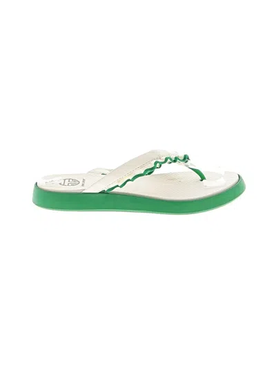 Pre-owned Tory Sport Flip Flops In Green