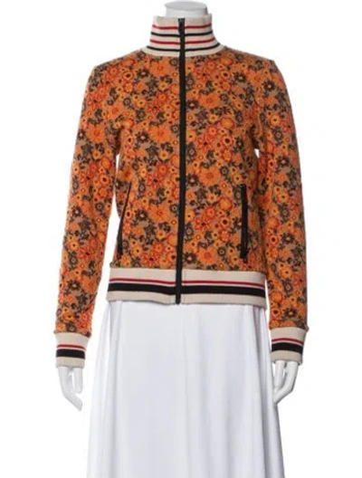 Pre-owned Tory Sport Floral Print Bomber Jacket In Orange