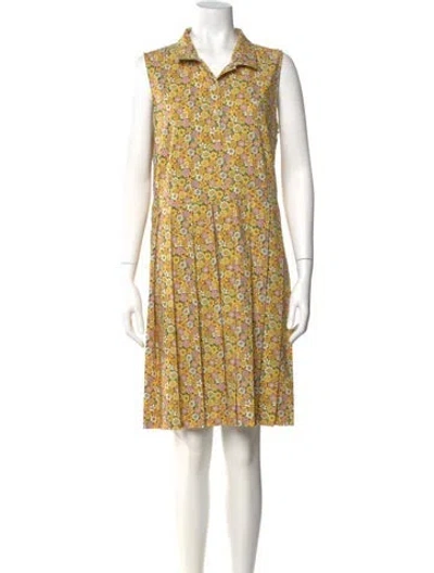 Pre-owned Tory Sport Floral Print Knee-length Dress In Yellow