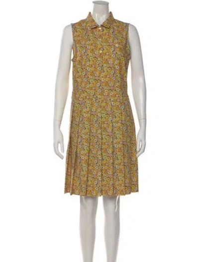 Pre-owned Tory Sport Floral Print Knee-length Dress In Yellow