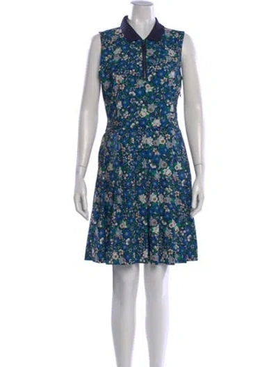 Pre-owned Tory Sport Floral Print Mini Dress In Blue