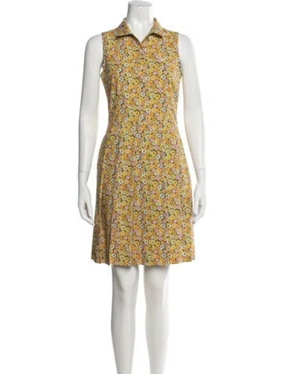Pre-owned Tory Sport Floral Print Mini Dress W/ Tags In Yellow