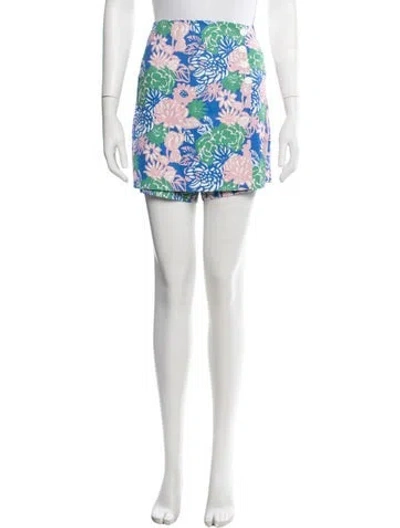 Pre-owned Tory Sport Floral Print Mini Shorts In Blue