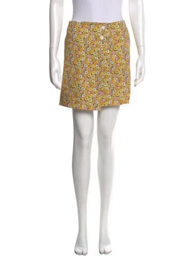 Pre-owned Tory Sport Floral Print Mini Shorts In Yellow