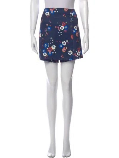 Pre-owned Tory Sport Floral Print Mini Skirt In Blue