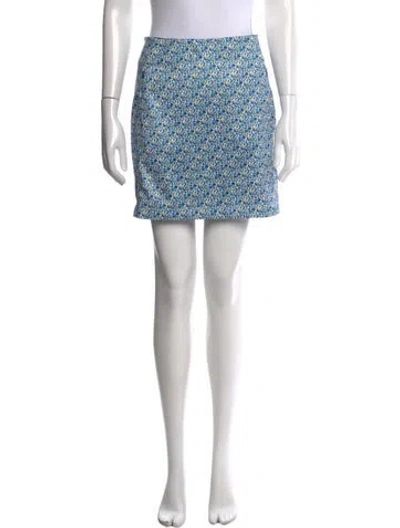 Pre-owned Tory Sport Floral Print Mini Skirt In Blue
