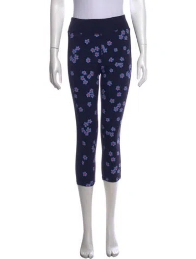 Pre-owned Tory Sport Floral Print Skinny Leg Pants In Blue