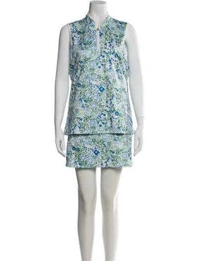 Pre-owned Tory Sport Floral Print Skirt Set In White