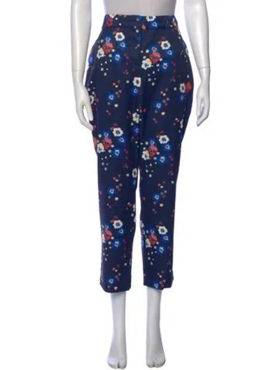 Pre-owned Tory Sport Floral Print Straight Leg Pants In Blue