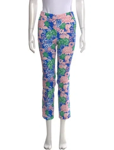 Pre-owned Tory Sport Floral Print Straight Leg Pants In Blue