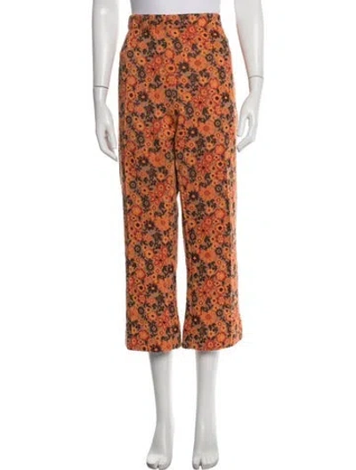 Pre-owned Tory Sport Floral Print Straight Leg Pants In Orange