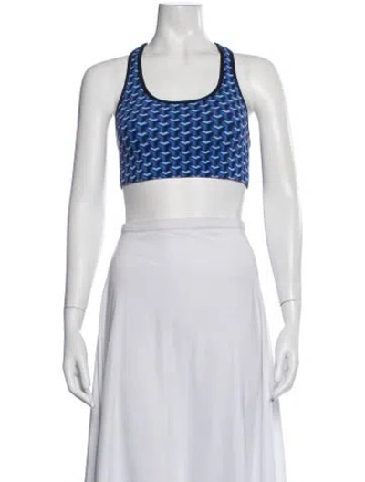 Pre-owned Tory Sport Graphic Print Crew Neck Sports Bra In Green