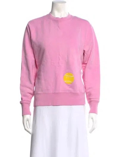 Pre-owned Tory Sport Graphic Print Crew Neck Sweater In Pink