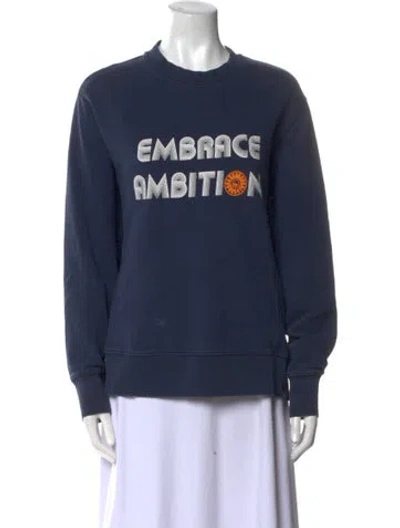 Pre-owned Tory Sport Graphic Print Crew Neck Sweatshirt In Blue