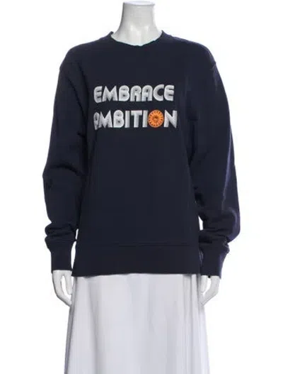 Pre-owned Tory Sport Graphic Print Crew Neck Sweatshirt In Blue