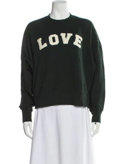 Pre-owned Tory Sport Graphic Print Crew Neck Sweatshirt In Green