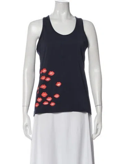 Pre-owned Tory Sport Graphic Print Crew Neck Top In Blue