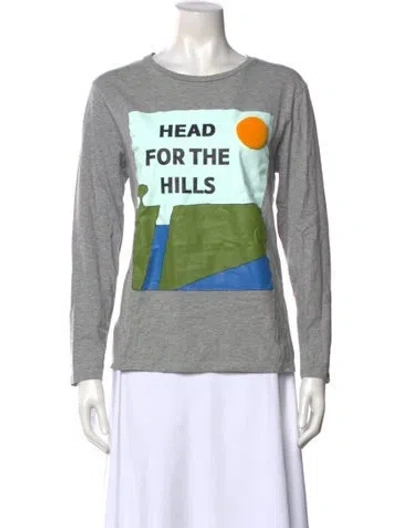 Pre-owned Tory Sport Graphic Print Crew Neck T-shirt In Gray