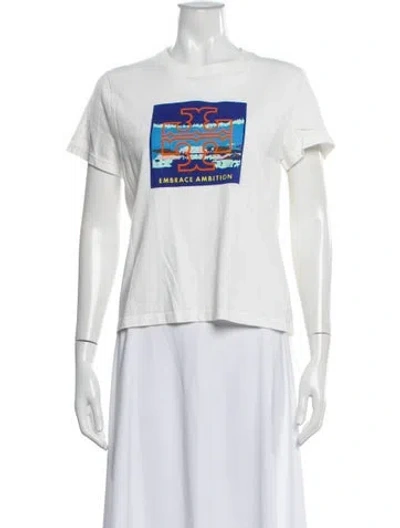 Pre-owned Tory Sport Graphic Print Crew Neck T-shirt In White