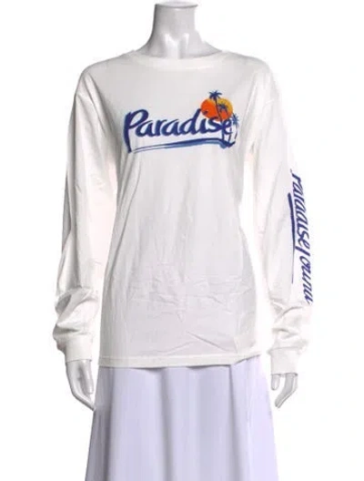 Pre-owned Tory Sport Graphic Print Crew Neck T-shirt In White