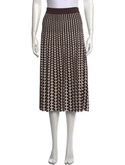 Pre-owned Tory Sport Graphic Print Midi Length Skirt In Brown
