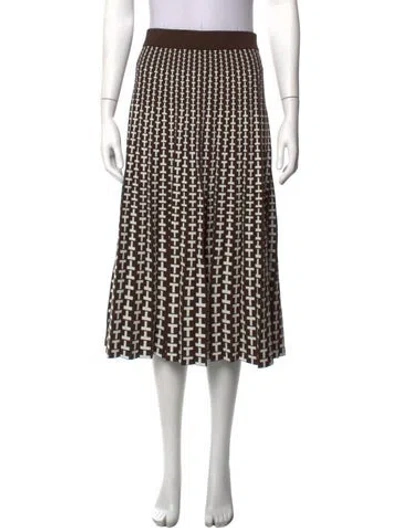 Pre-owned Tory Sport Graphic Print Midi Length Skirt In Brown