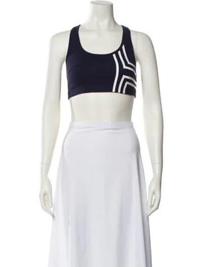 Pre-owned Tory Sport Graphic Print Scoop Neck Crop Top In Blue