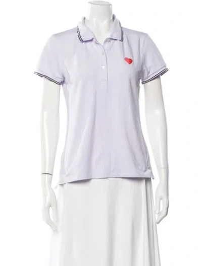 Pre-owned Tory Sport Graphic Print Short Sleeve Polo In Purple/white