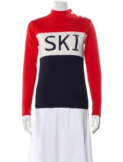 Pre-owned Tory Sport Graphic Print Turtleneck Sweater In Blue