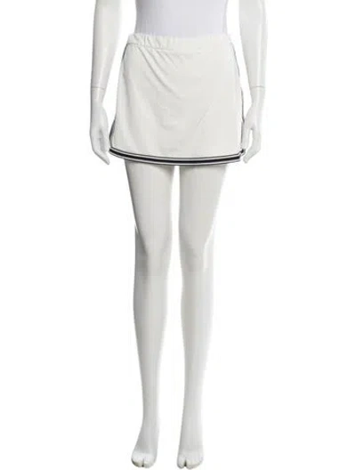 Pre-owned Tory Sport Grosgrain Trim Mini Skirt In White
