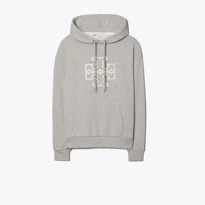 Tory Sport Tory Burch French Terry Logo Hoodie In Medium Grey Heather