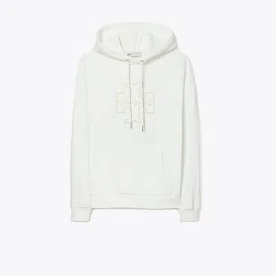 Tory Sport Tory Burch French Terry Logo Hoodie In Snow White