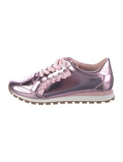 Pre-owned Tory Sport Leather Athletic Sneakers In Metallic/pink