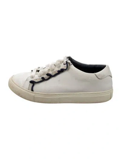 Pre-owned Tory Sport Leather Ruffle Embellishment Athletic Sneakers In White