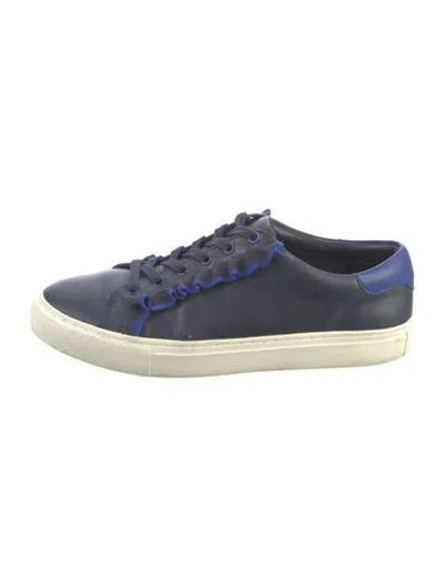Pre-owned Tory Sport Leather Ruffle Embellishment Sneakers In Blue